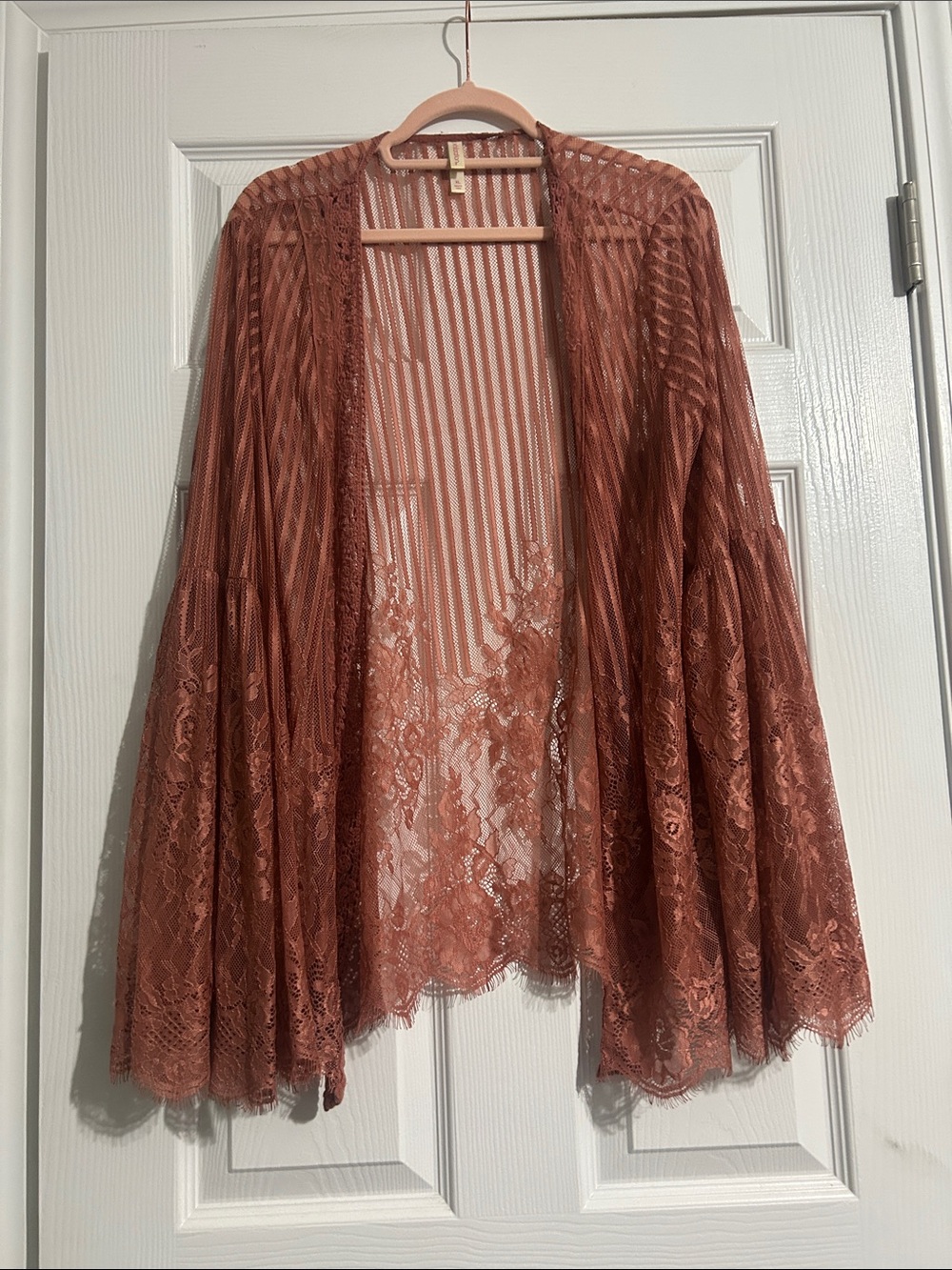 Xhilaration Lace Kimono Cardigan in Rust